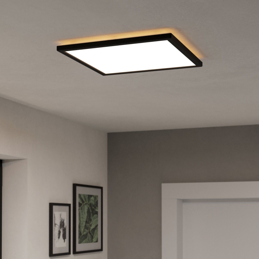 Eglo - LED Ściemnialny plafon łazienkowy LED/17,6W/230V 2700-6500K 39x39 cm IP44 czarny + zdalne sterowanie