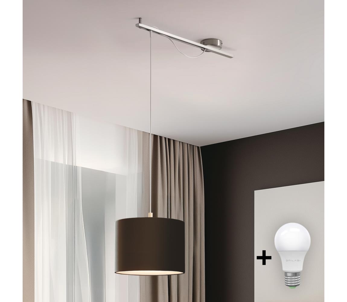 Eglo - LED Żyrandol na lince CALCENA 1xE27/60W/230V chrom/brązowy