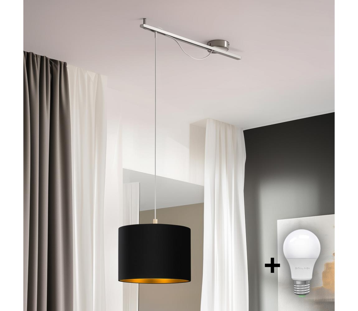 Eglo - LED Żyrandol na lince CALCENA 1xE27/60W/230V chrom/czarny