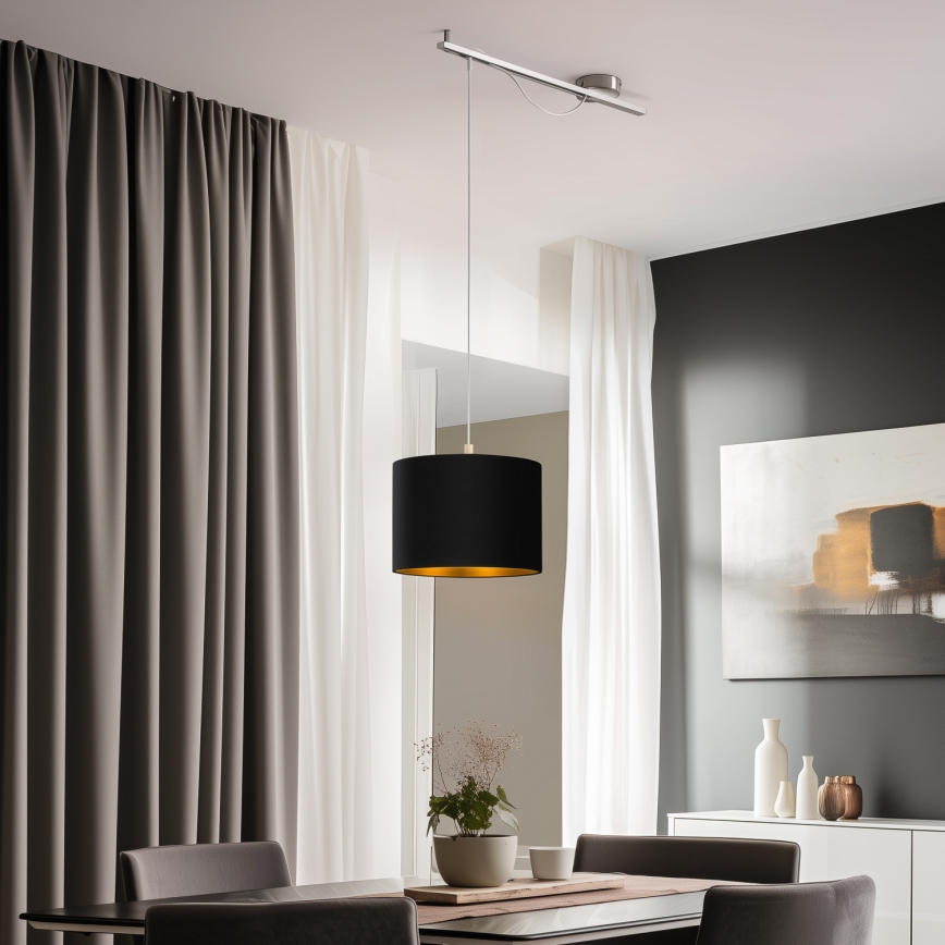 Eglo - LED Żyrandol na lince CALCENA 1xE27/60W/230V chrom/czarny