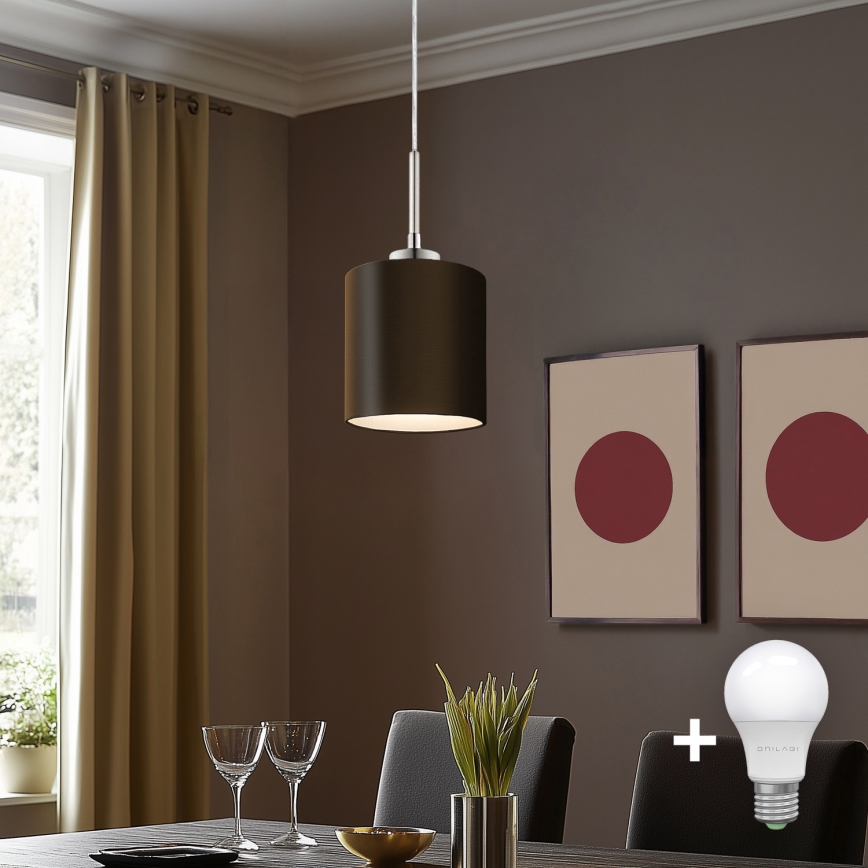 Eglo - LED Żyrandol na lince TUNJA 1xE27/60W/230V brązowy