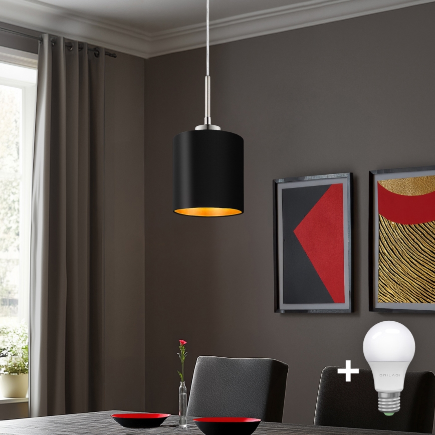 Eglo - LED Żyrandol na lince TUNJA 1xE27/60W/230V czarny