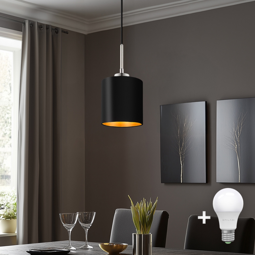Eglo - LED Żyrandol na lince TUNJA 1xE27/60W/230V czarny