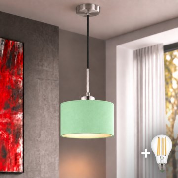 Eglo - LED žyrandol na lince TUNJA 1xE27/60W/230V śr. 20 cm zielony/czarny