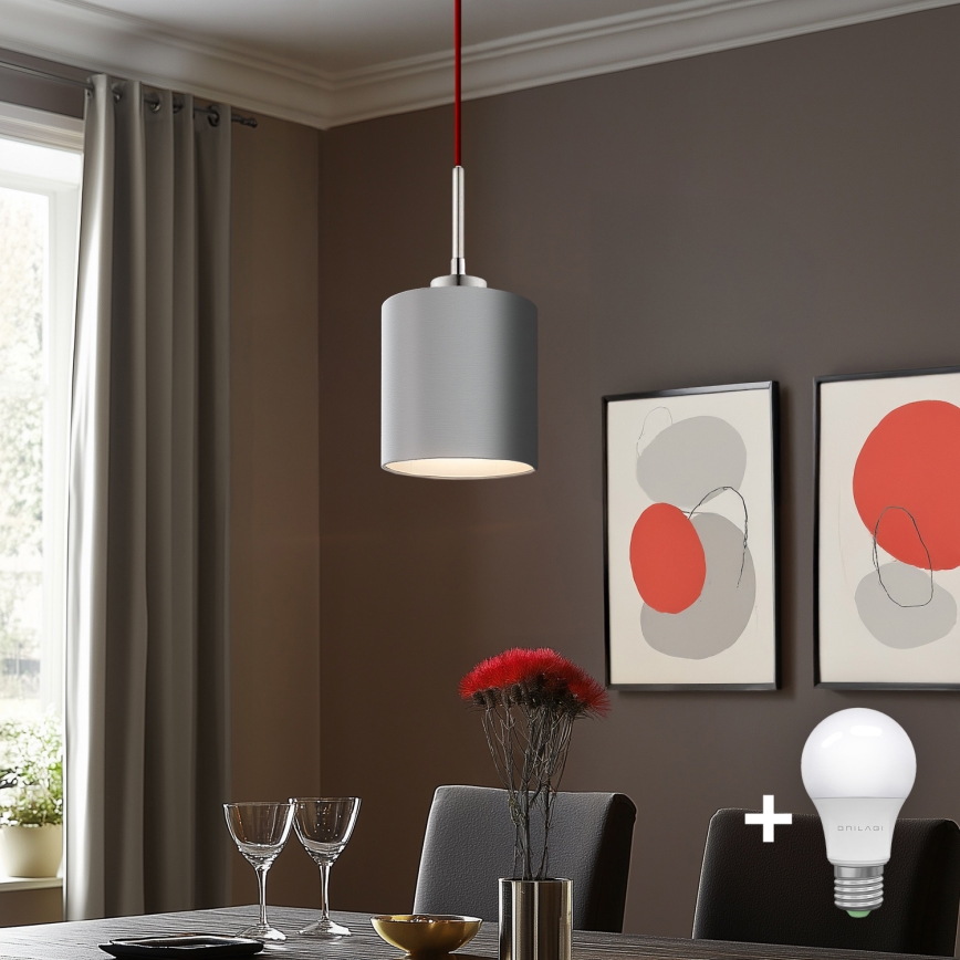 Eglo - LED Żyrandol na lince TUNJA 1xE27/60W/230V szary