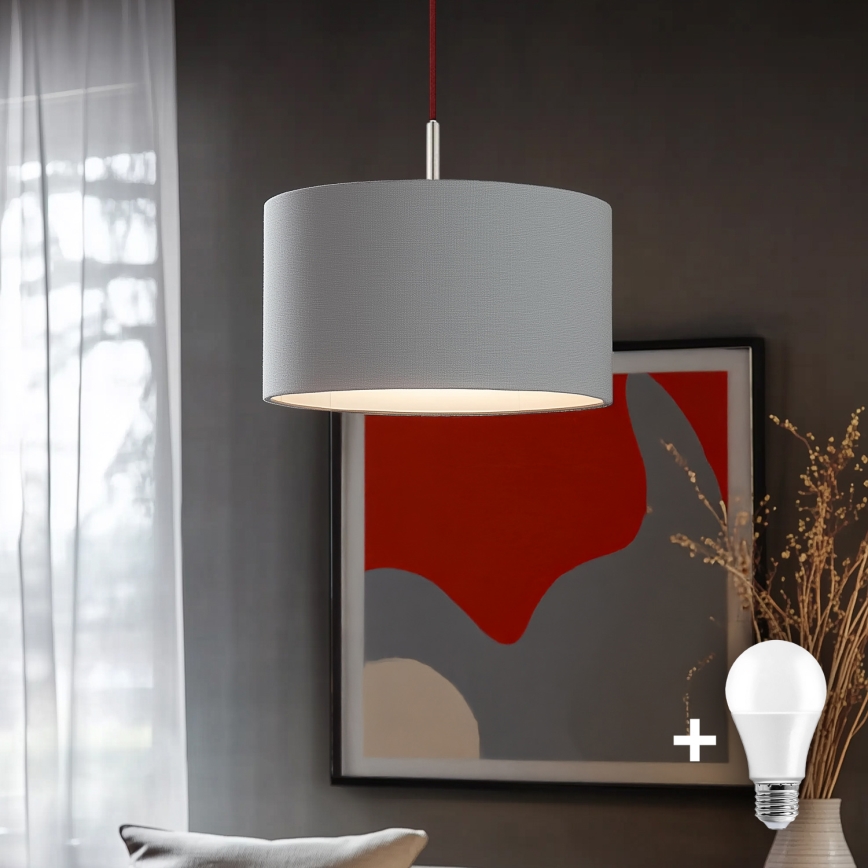 Eglo - LED Żyrandol na lince TUNJA 1xE27/60W/230V szary