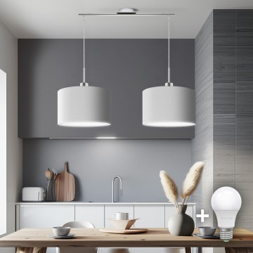 Eglo - LED Żyrandol na lince TUNJA 2xE27/60W/230V biały