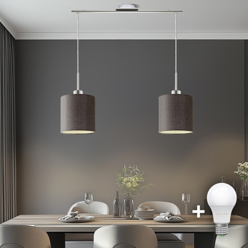 Eglo - LED Żyrandol na lince TUNJA 2xE27/60W/230V brązowy