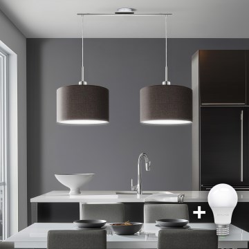 Eglo - LED Żyrandol na lince TUNJA 2xE27/60W/230V brązowy