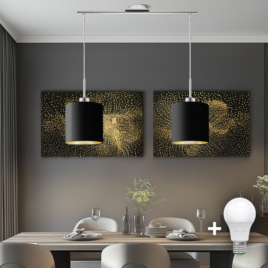 Eglo - LED Żyrandol na lince TUNJA 2xE27/60W/230V czarny