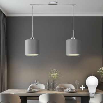 Eglo - LED Żyrandol na lince TUNJA 2xE27/60W/230V szary