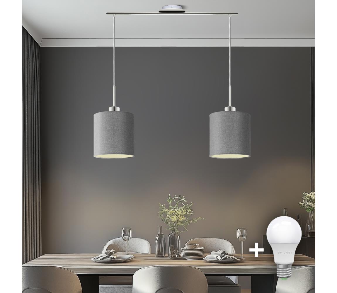Eglo - LED Żyrandol na lince TUNJA 2xE27/60W/230V szary