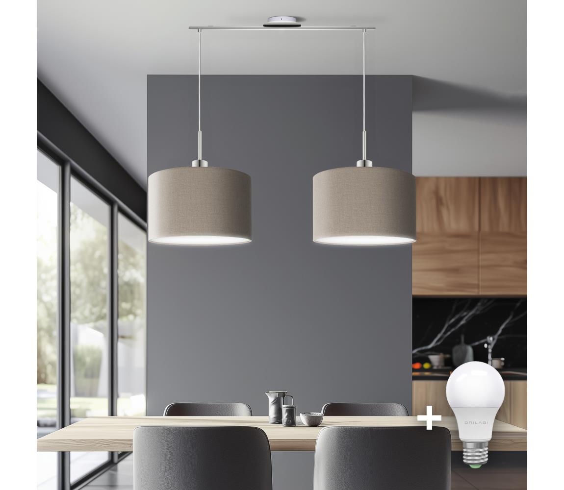 Eglo - LED Żyrandol na lince TUNJA 2xE27/60W/230V taupe