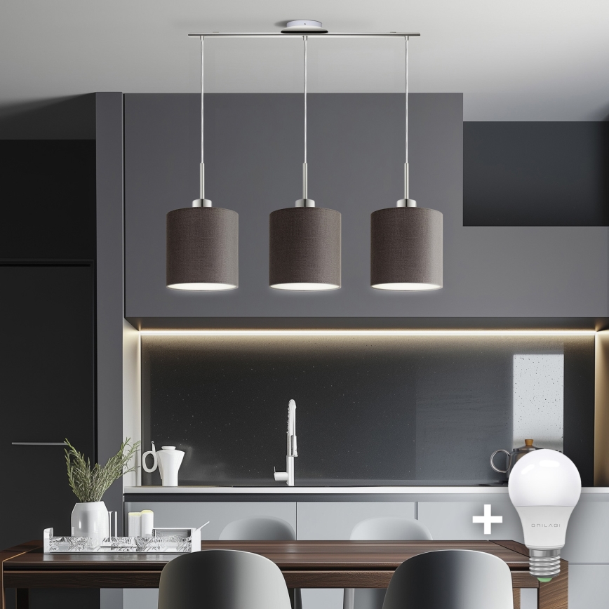 Eglo - LED  Żyrandol na lince TUNJA 3xE27/60W/230V brązowy