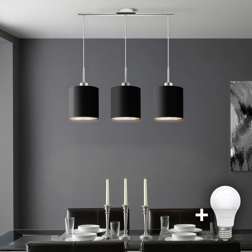Eglo - LED  Żyrandol na lince TUNJA 3xE27/60W/230V czarny