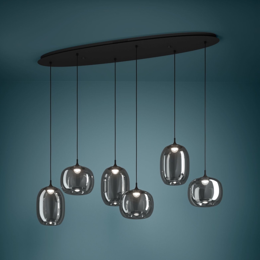 Eglo - LED Żyrandol ściemnialny na lince 6xLED/3,7W/230V 2700-6500K dymny + zdalne sterowanie