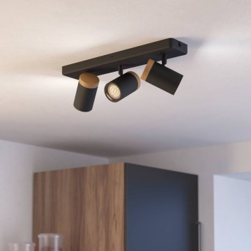 Eglo - Oprawa punktowa łazienkowa 3xGU10/3W/230V IP44 czarny/beżowy