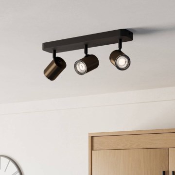 Eglo - Oprawa punktowa łazienkowa 3xGU10/5W/230V IP44 czarna/brązowa