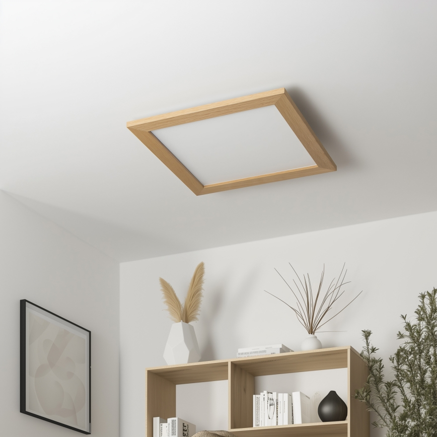 Eglo - LED RGB ściemnialny natynkowy panel SALOBRENA-C WOOD LED/40W/230V 2700-6500K 49,5x49,5 cm brązowy + pilot zdalnego sterowania