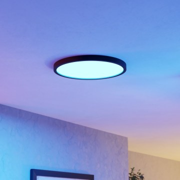 Eglo - Ściemnialna lampa sufitowa łazienkowa LED RGBW, 17,5 W, 230 V, 2700–6500 K, śr. 38,9 cm, IP44, czarna