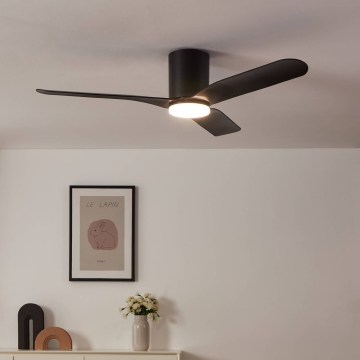 Eglo - ściemnialny wentylator sufitowy z LED/17W/230V Ø 132 cm czarny + pilot zdalnego sterowania