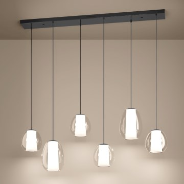 Eglo - ściemnialny żyrandol LED na lince 2xLED/7W/230V + 4xLED/5,5W + 6xLED/1,6W czarny chrom