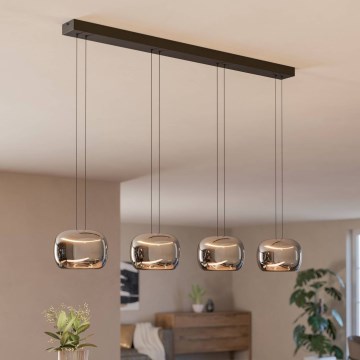 Eglo - ściemnialny żyrandol LED na linkach 4xLED/5,8W/230V czarny/dymiony