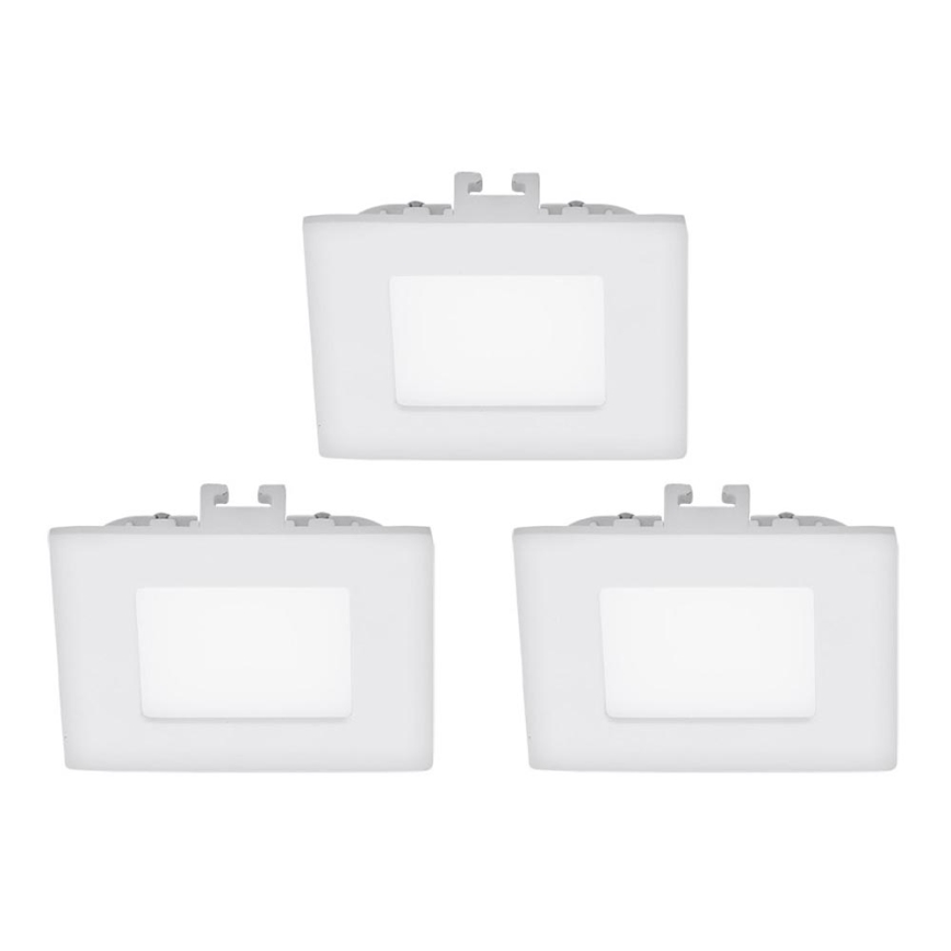 Eglo - Zestaw 3x opraw wpuszczanych LED FUEVA 1, 1xLED/2,7W/230V, 8,5x8,5 cm