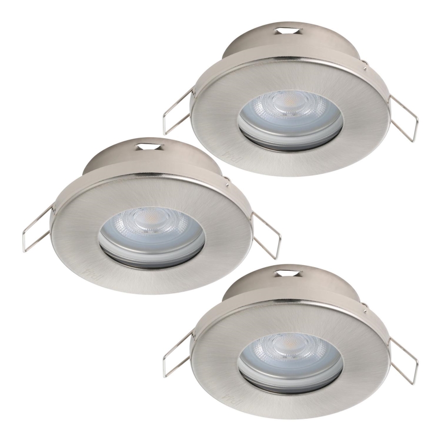Eglo - ZESTAW 3xLED Oprawa wpuszczana łazienkowa 1xGU10/4W/230V IP44 matowy chrom
