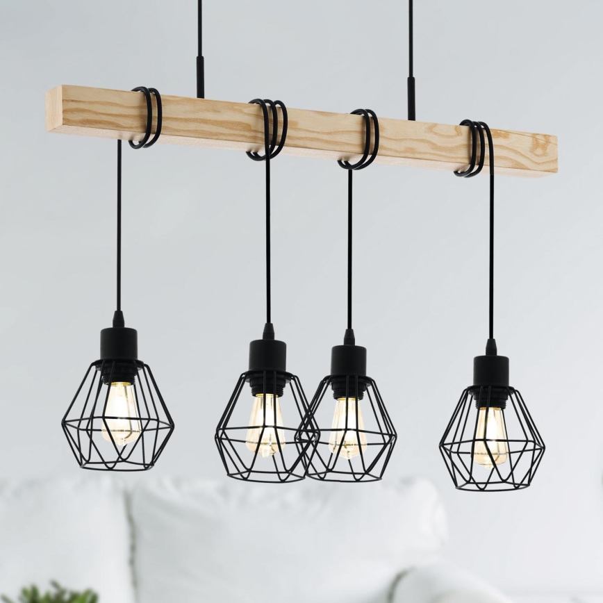 Eglo - Żyrandol na lince TOWNSHEND 4xE27/60W/230V basket