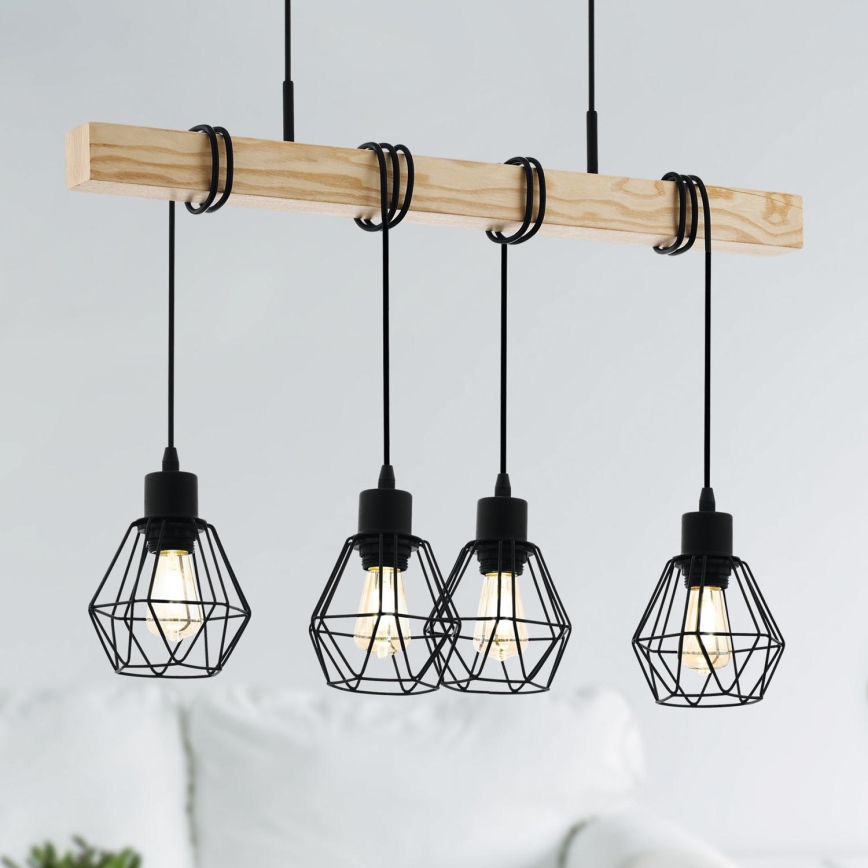 Eglo - Żyrandol na lince TOWNSHEND 4xE27/60W/230V - certyfikat FSC