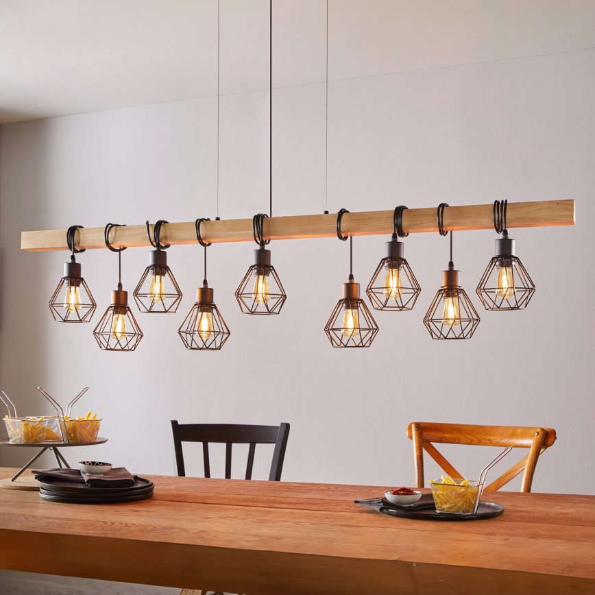 Eglo - Żyrandol na lince TOWNSHEND 9xE27/60W/230V - certyfikat FSC