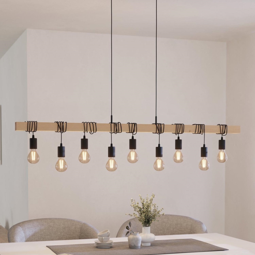 Eglo - Żyrandol na lince TOWNSHEND 9xE27/60W/230V - certyfikat FSC