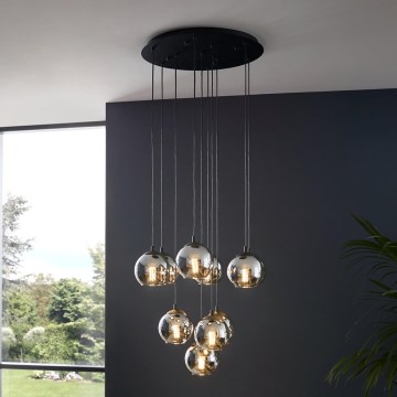 Eglo - Żyrandol na linkach 10xE27/40W/230V czarny/błyszczący chrom