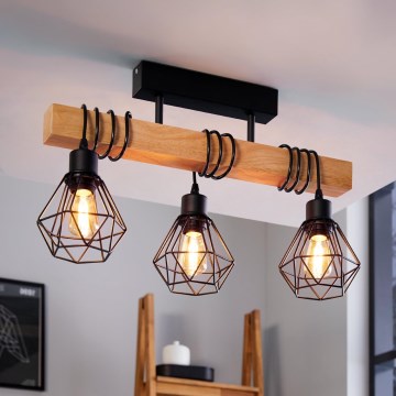Eglo - Żyrandol natynkowy TOWNSHEND 3xE27/60W/230V sosna