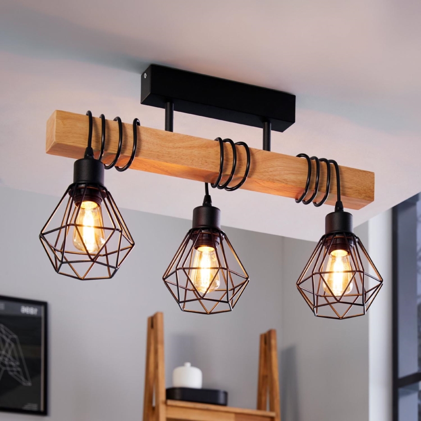 Eglo - Żyrandol natynkowy TOWNSHEND 3xE27/60W/230V sosna