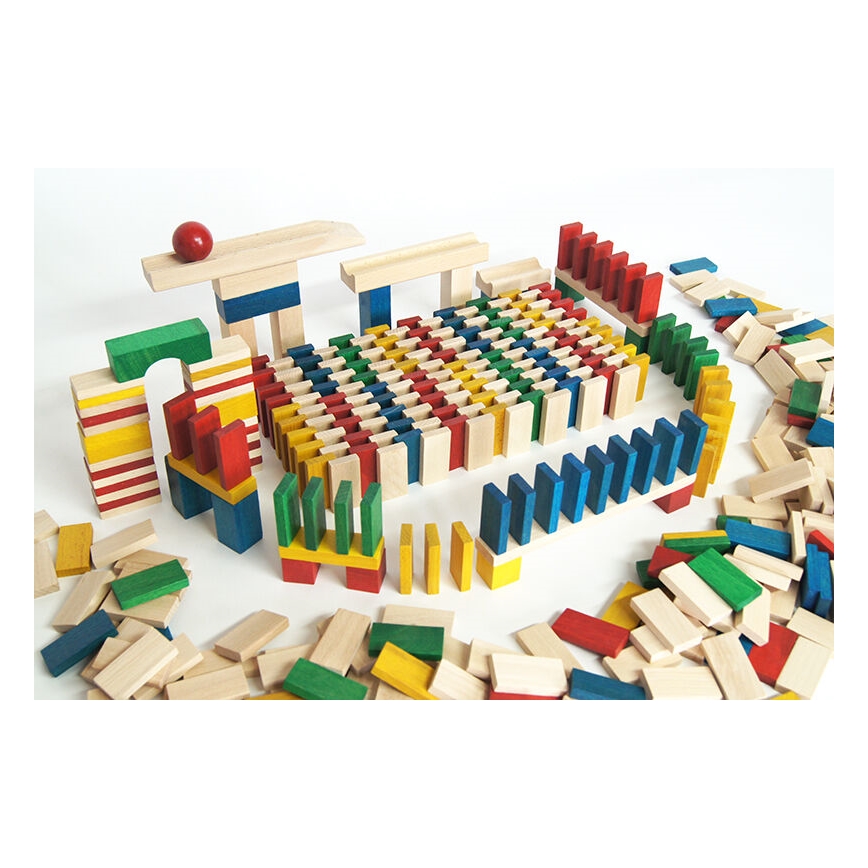 EkoToys - Drewniane domino kolorowe 430 szt.