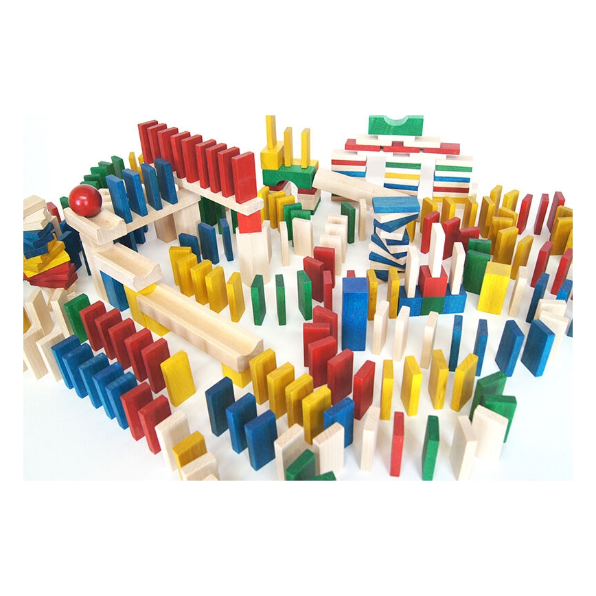 EkoToys - Drewniane domino kolorowe 830 szt.