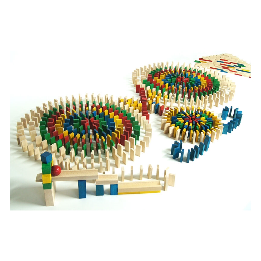 EkoToys - Drewniane domino kolorowe 830 szt.