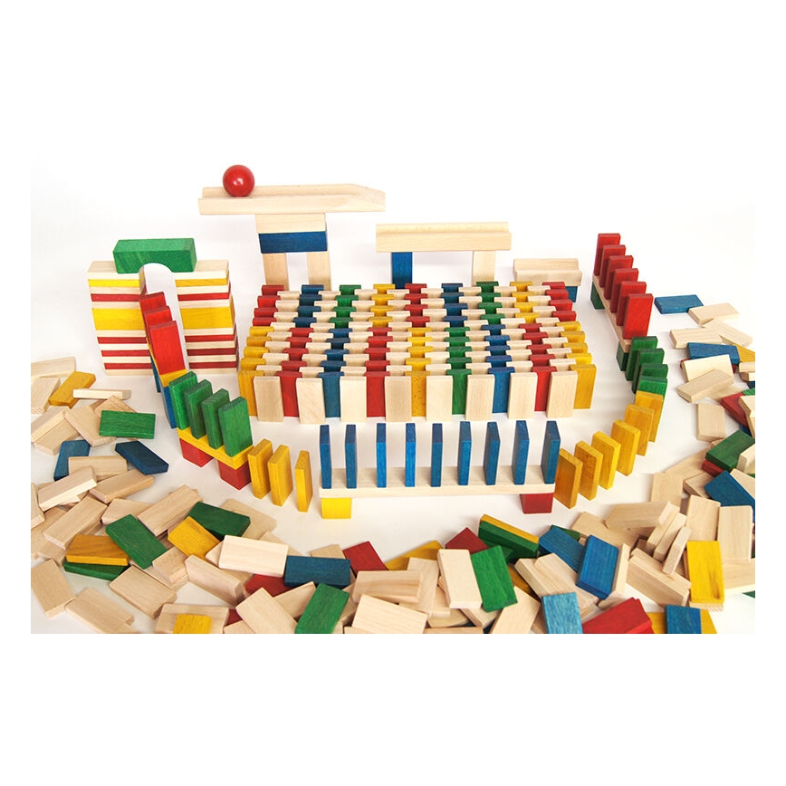 EkoToys - Drewniane domino kolorowe 830 szt.