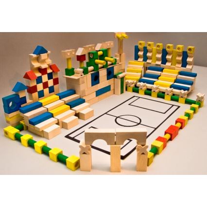 EkoToys - Kolorowe drewniane klocki 500 szt. buk