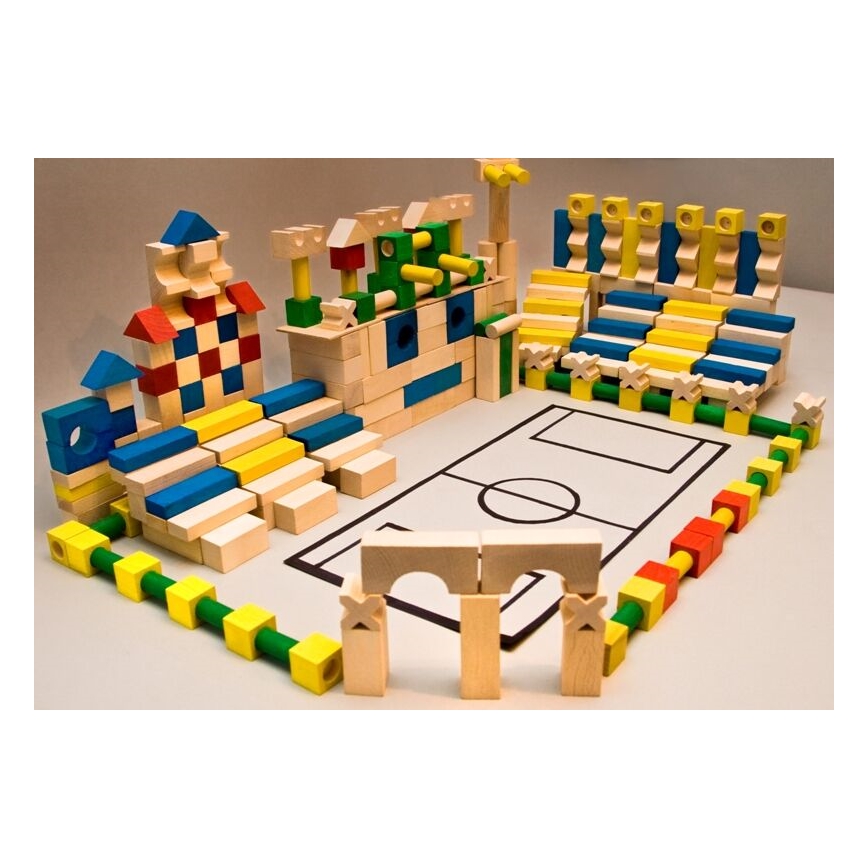 EkoToys - Kolorowe drewniane klocki 500 szt. buk