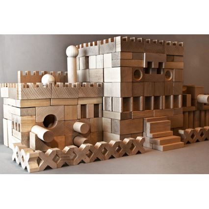 EkoToys - Drewniane klocki naturalne 220 szt.
