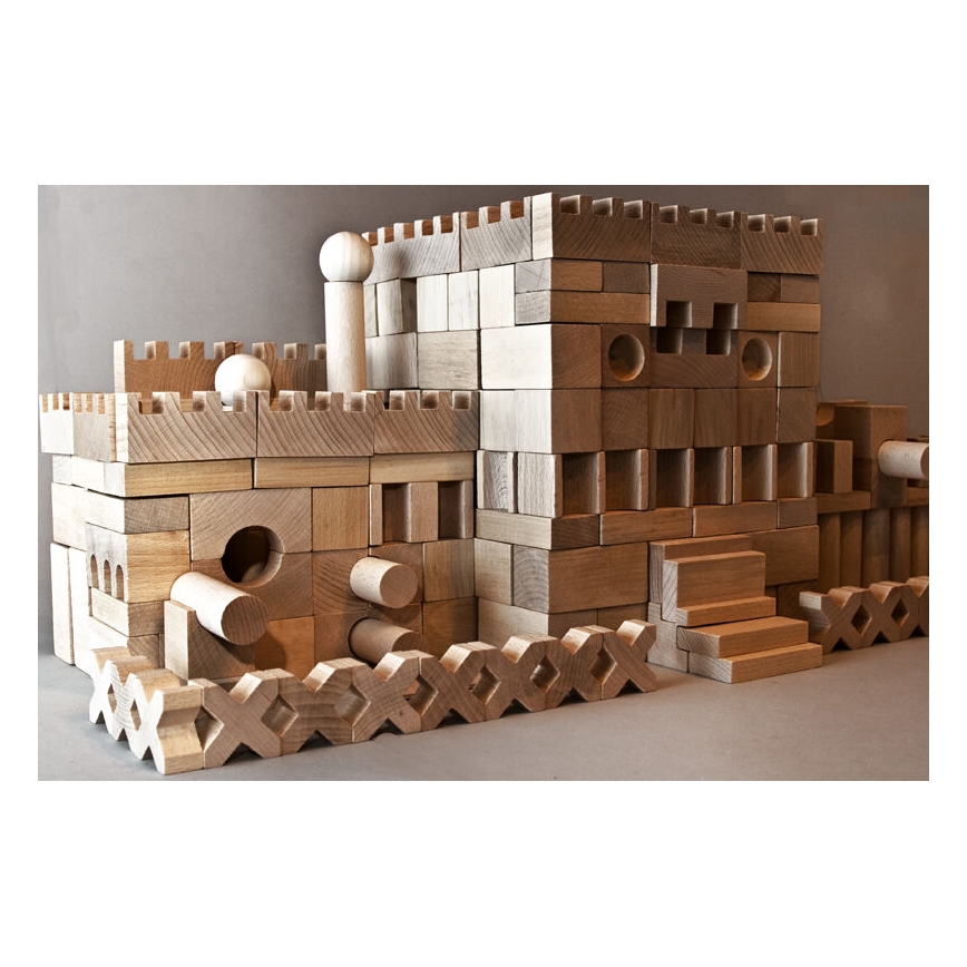 EkoToys - Drewniane klocki naturalne 220 szt.