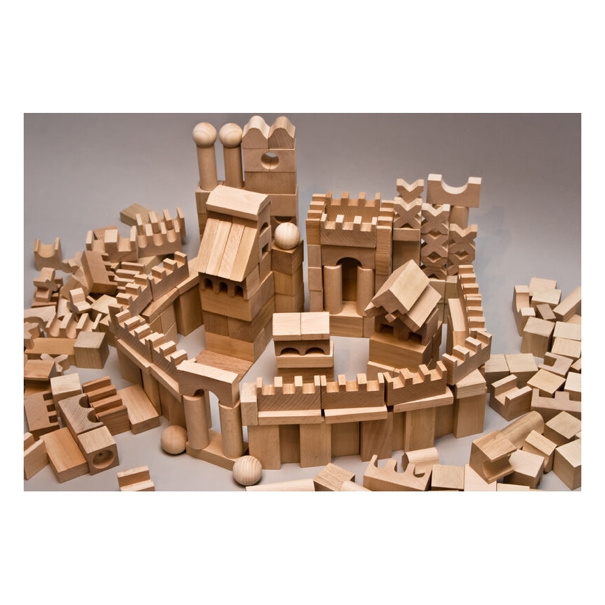 EkoToys - Drewniane klocki naturalne 220 szt.