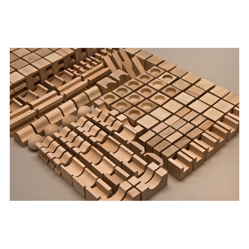 EkoToys - Drewniane klocki naturalne 220 szt.