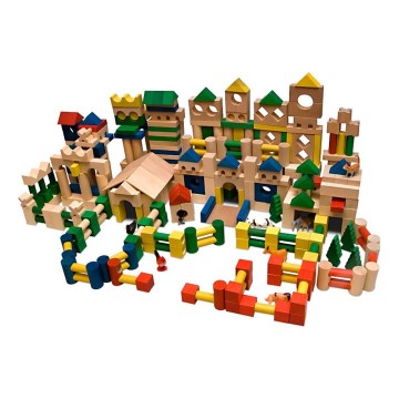 EkoToys - Kolorowe drewniane klocki 500 szt. buk