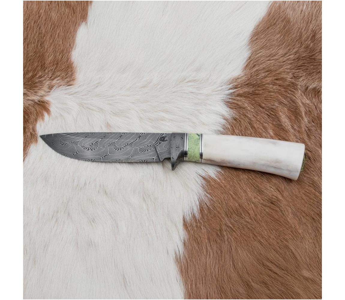 Ekskluzywny nóż damasceński 13 cm serpentynit/poroże renifera