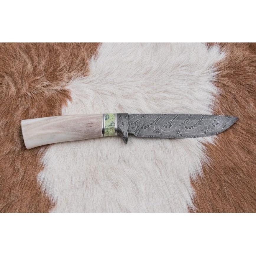 Ekskluzywny nóż damasceński 13 cm serpentynit/poroże renifera