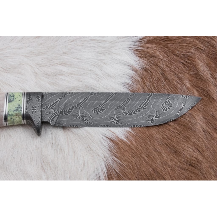 Ekskluzywny nóż damasceński 13 cm serpentynit/poroże renifera